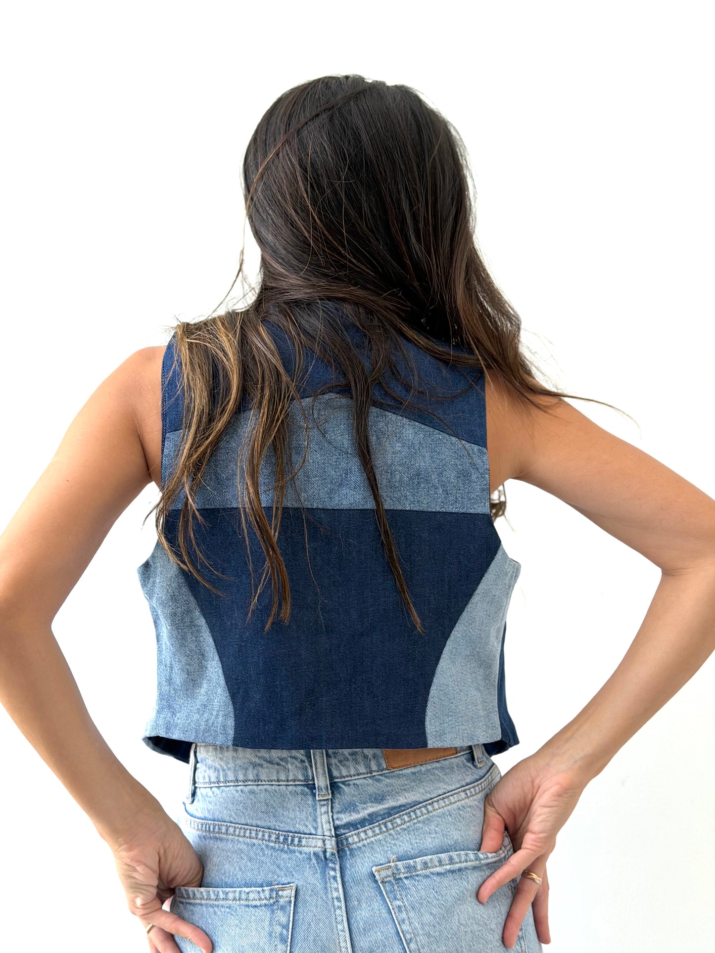 Patchwork Denim Vest