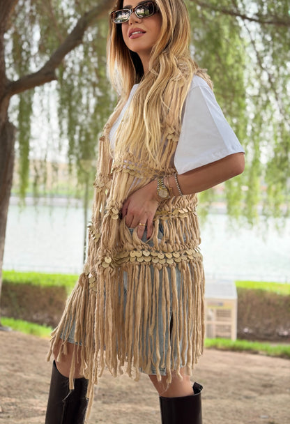 Fringed Sequin Vest