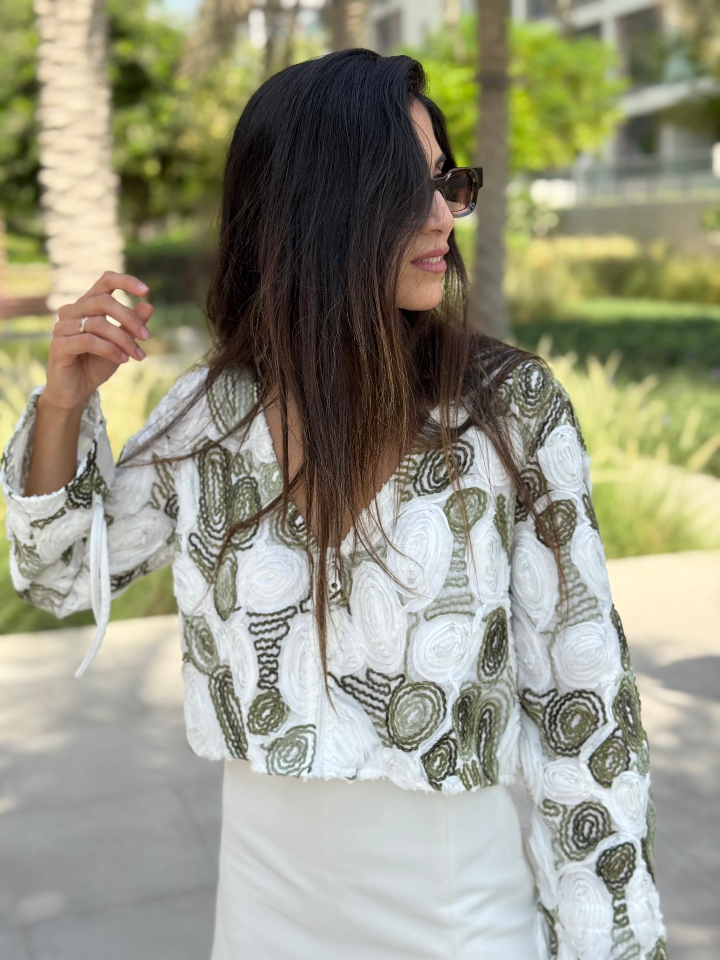 Olive Swirl Embroidered Jacket