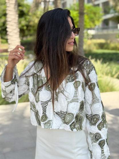 Olive Swirl Embroidered Jacket