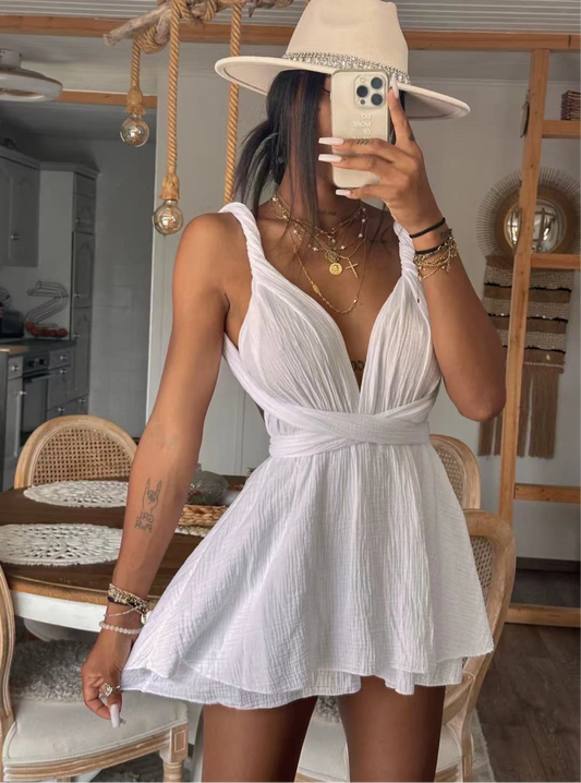 Versatile White Short Dress