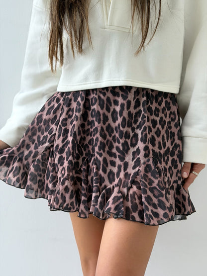 Leopard Ruffled Skirt