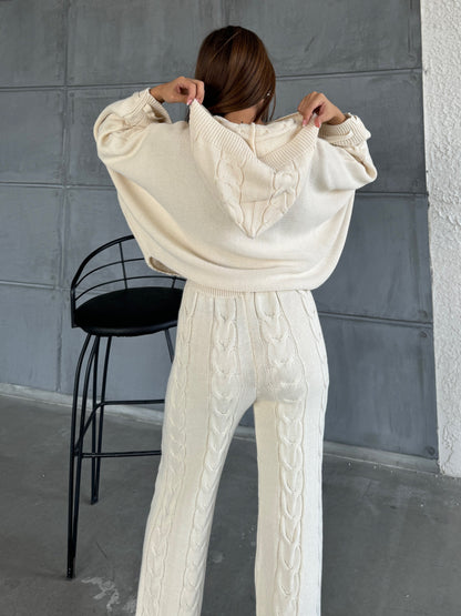 Cable Knit Hoodie Lounge Set