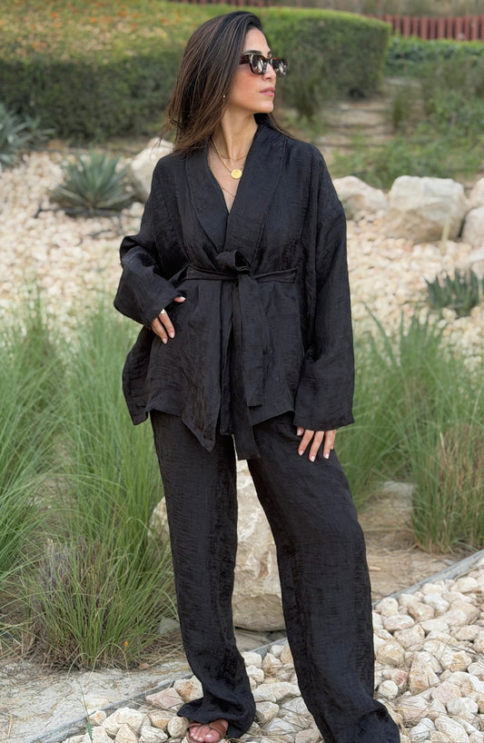 Textured Satin Wrap Set