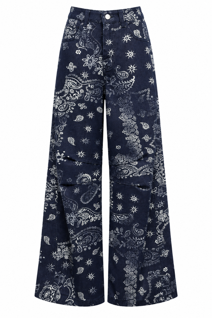 Navy Bandana Print Denim
