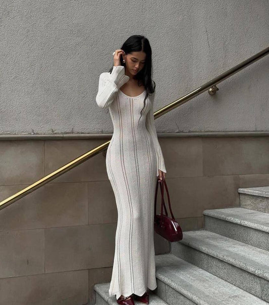 Ivory Knit Maxi Dress