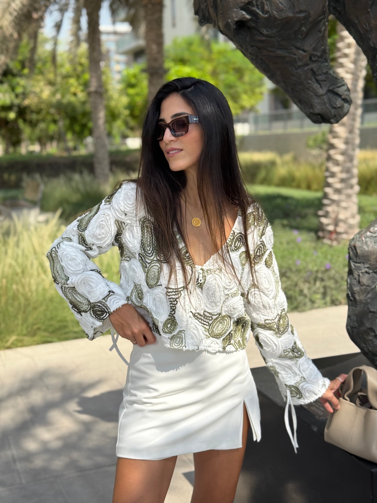 Olive Swirl Embroidered Jacket