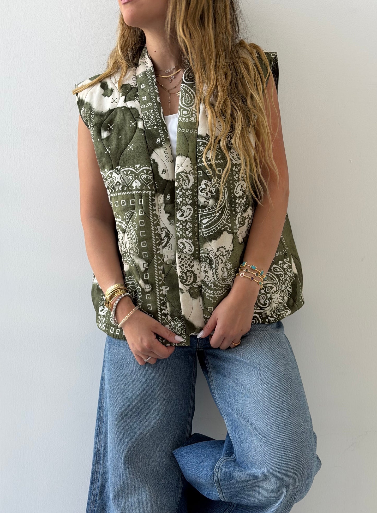 Olive Green Bandana Vest