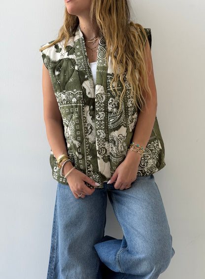 Olive Green Bandana Vest