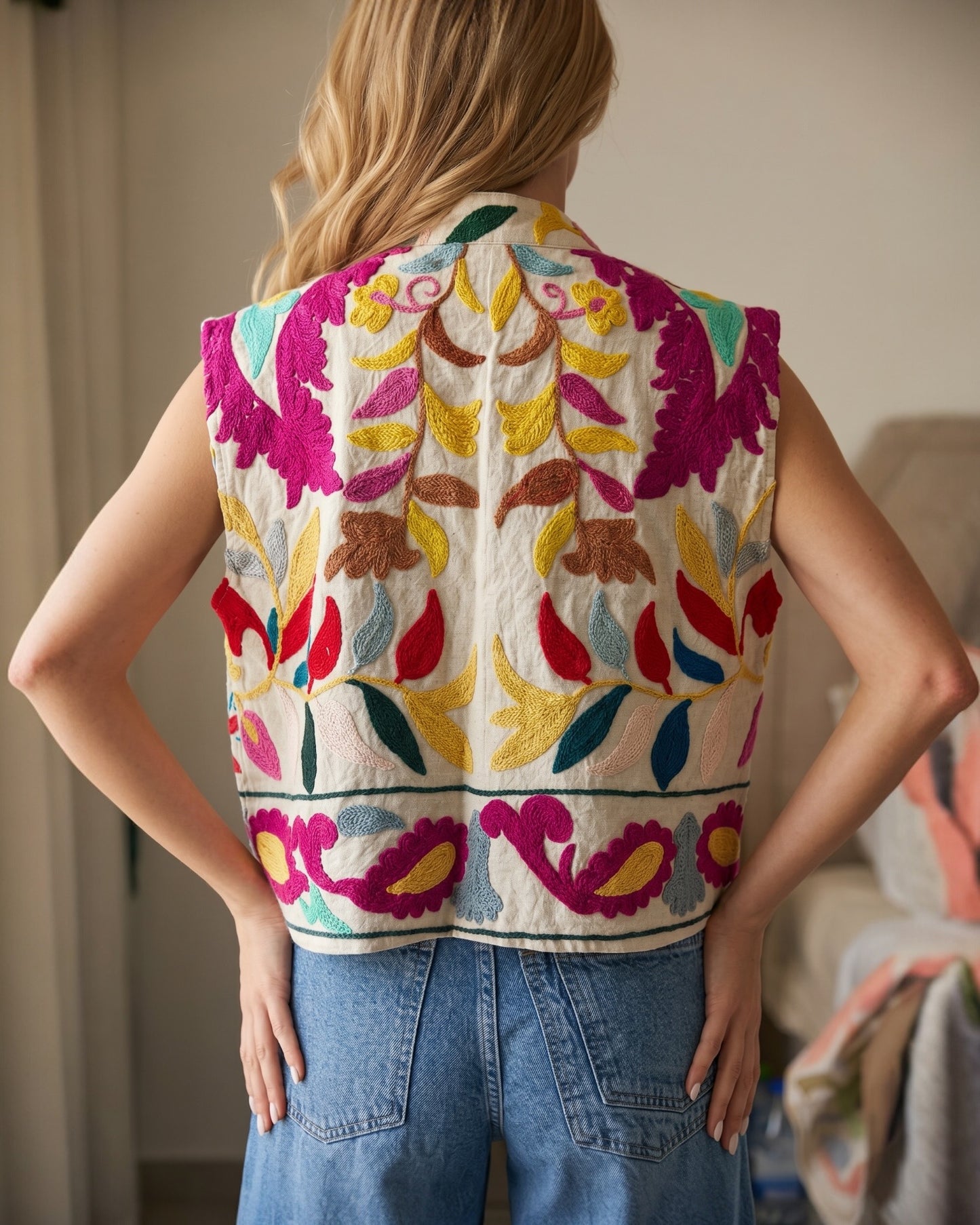 Handmade Multicolour Embroidered Vest