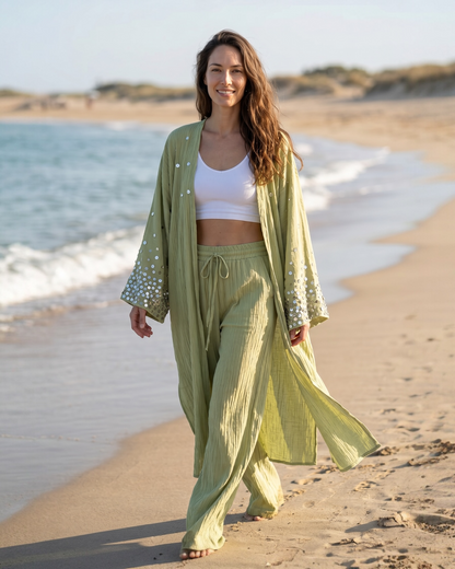 Handcrafted Shell-Button Crinkle Set