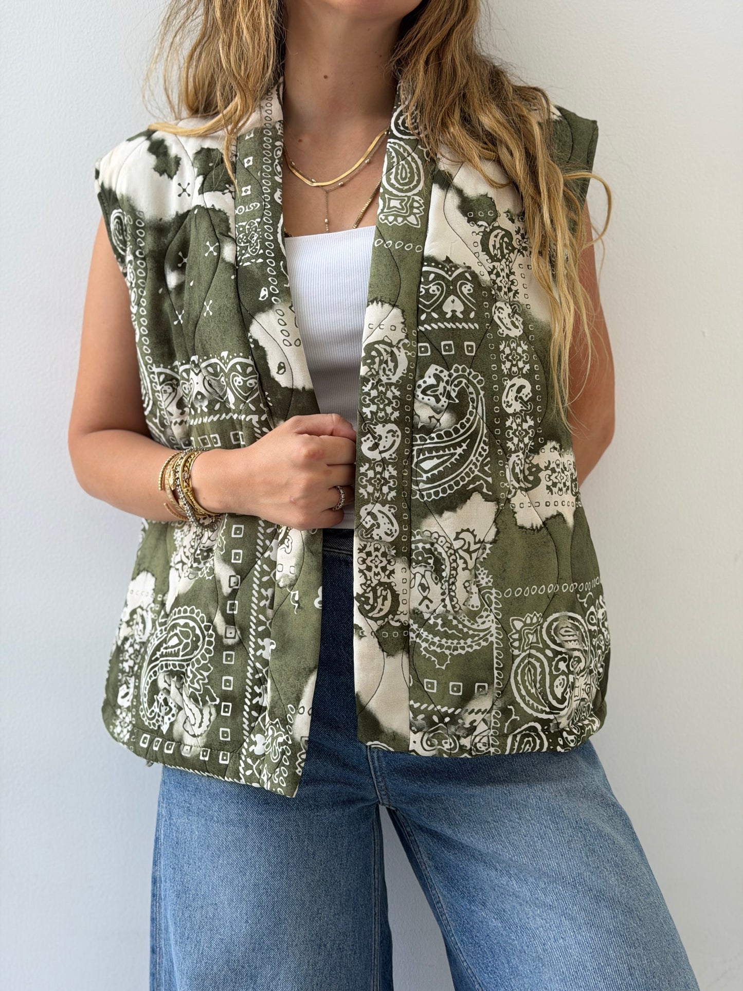Olive Green Bandana Vest