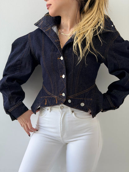 Sculpted Denim Statement Jacket