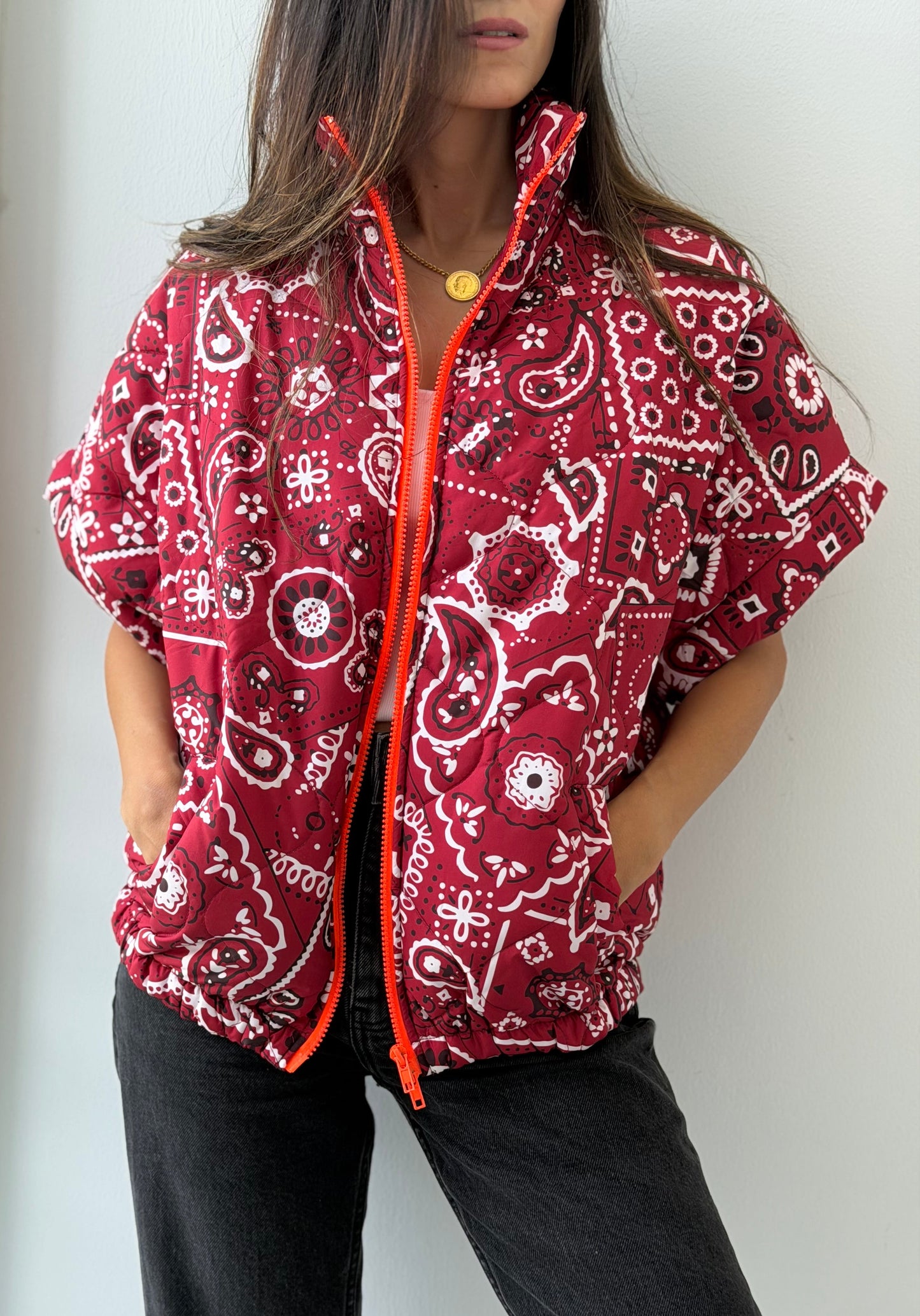Bandana Print Quilted Vest