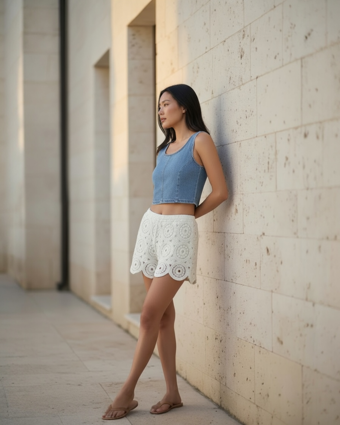 Scalloped Crochet Shorts
