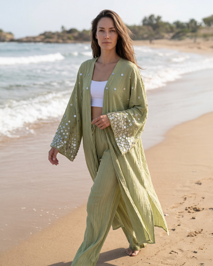 Handcrafted Shell-Button Crinkle Set
