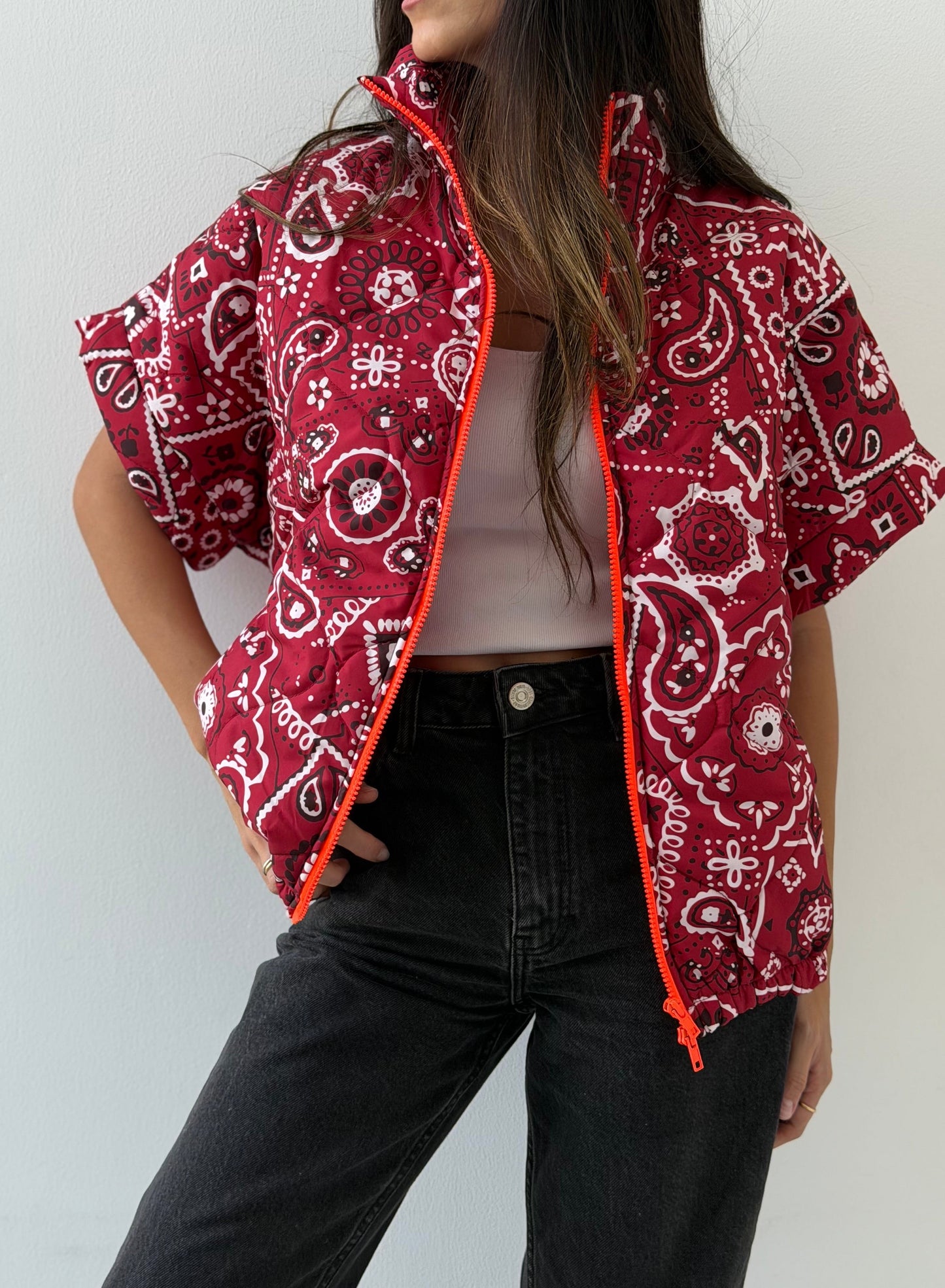 Bandana Print Quilted Vest