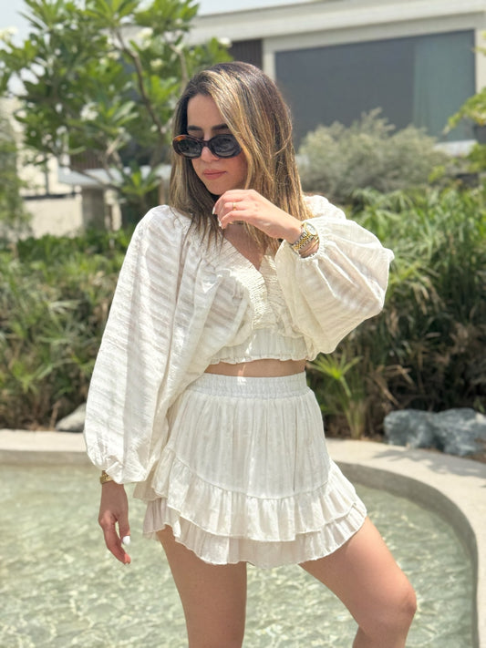 Balloon White Skirt Co-ord Set