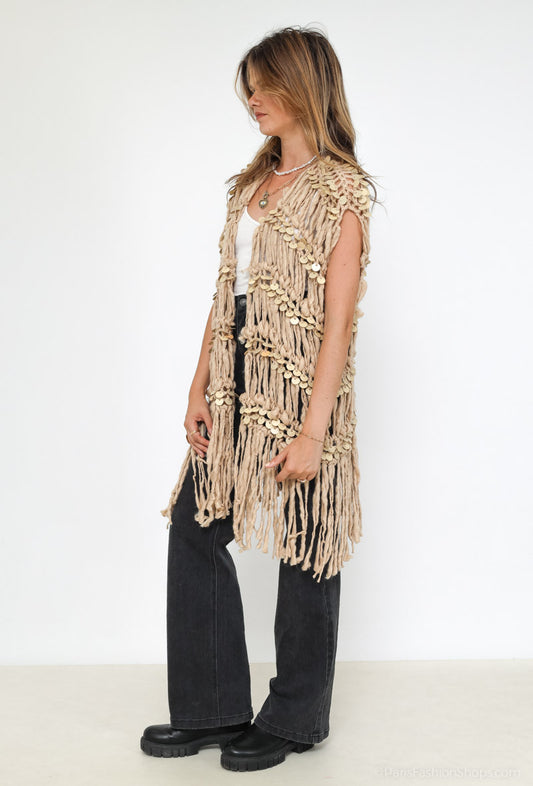 Fringed Sequin Vest