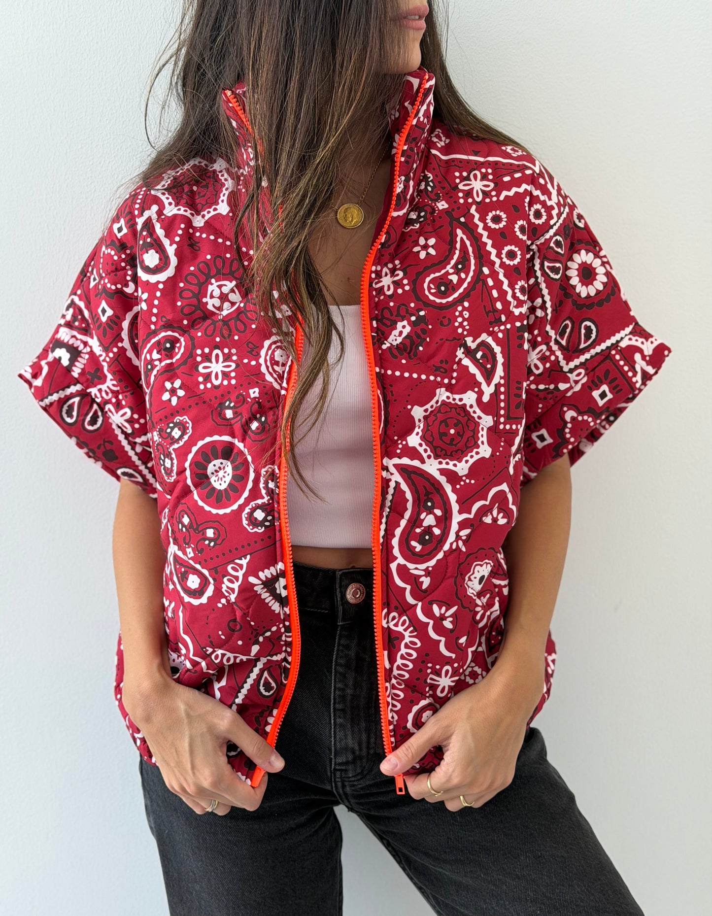 Bandana Print Quilted Vest