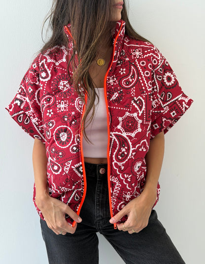 Bandana Print Quilted Vest