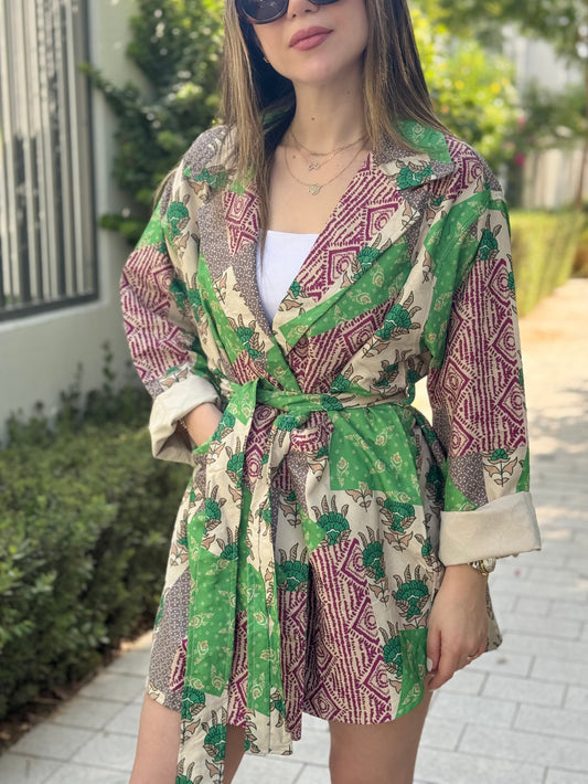 Patch Print Belted Jacket