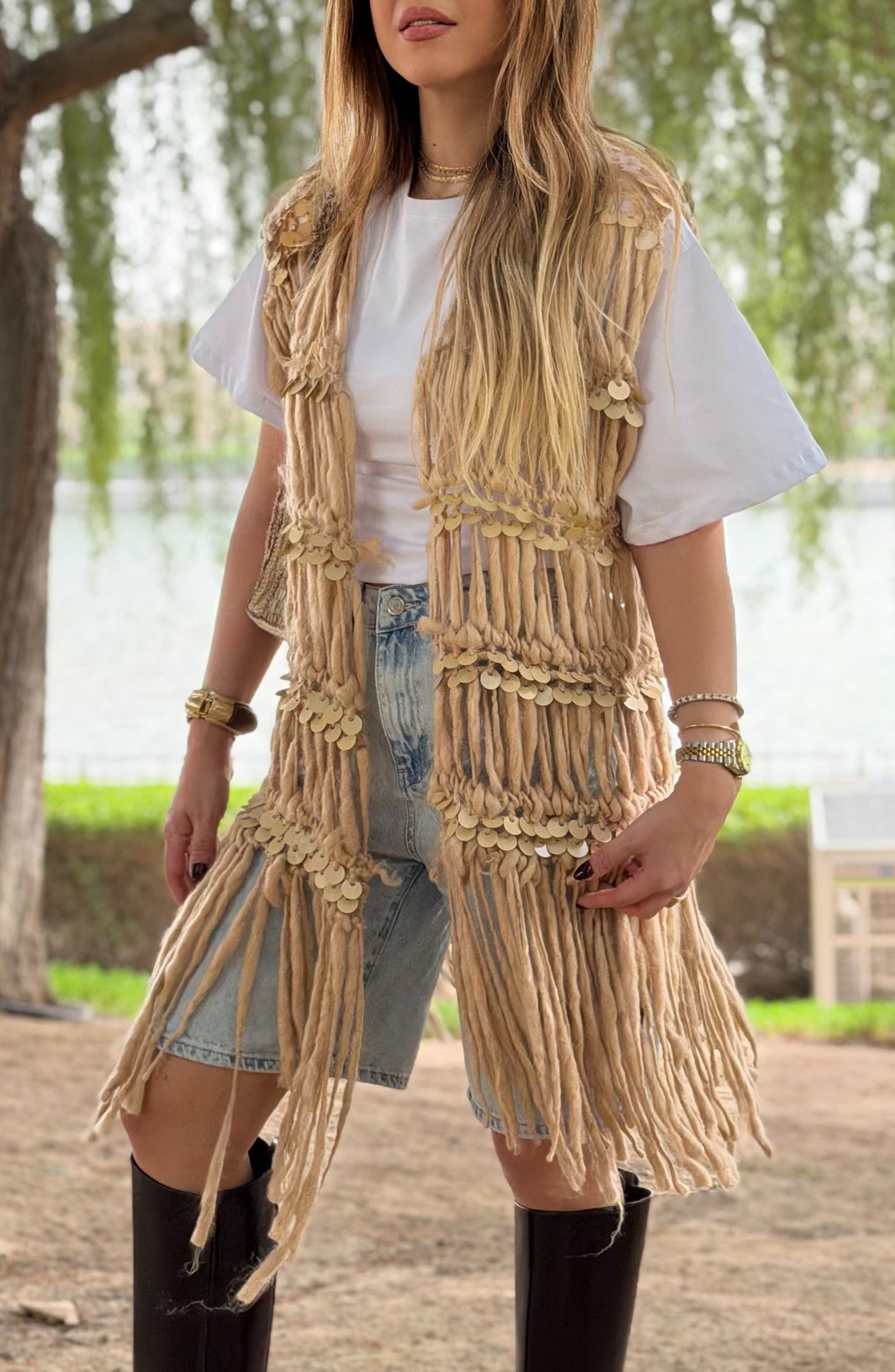 Fringed Sequin Vest
