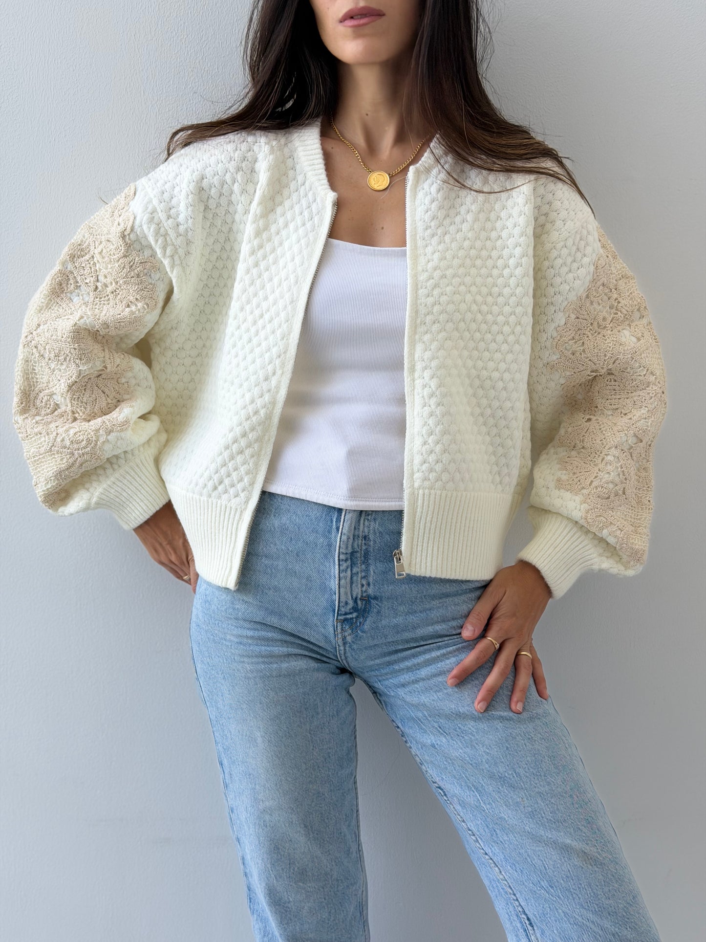 Textured knit cardigan