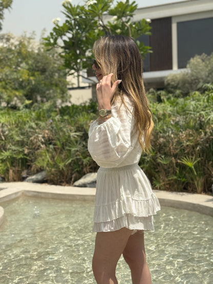 Balloon White Skirt Co-ord Set