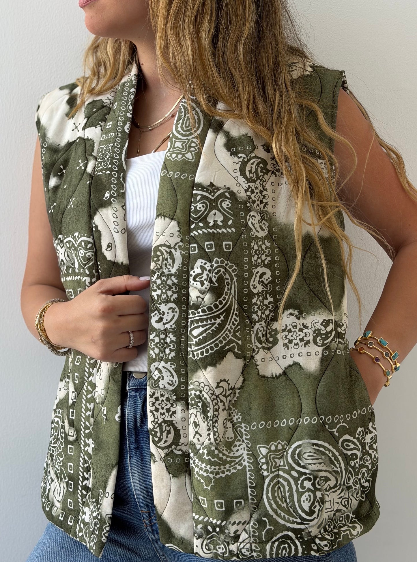 Olive Green Bandana Vest