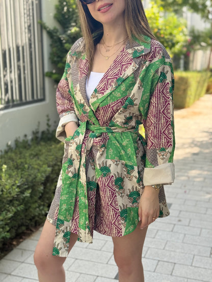 Patch Print Belted Jacket