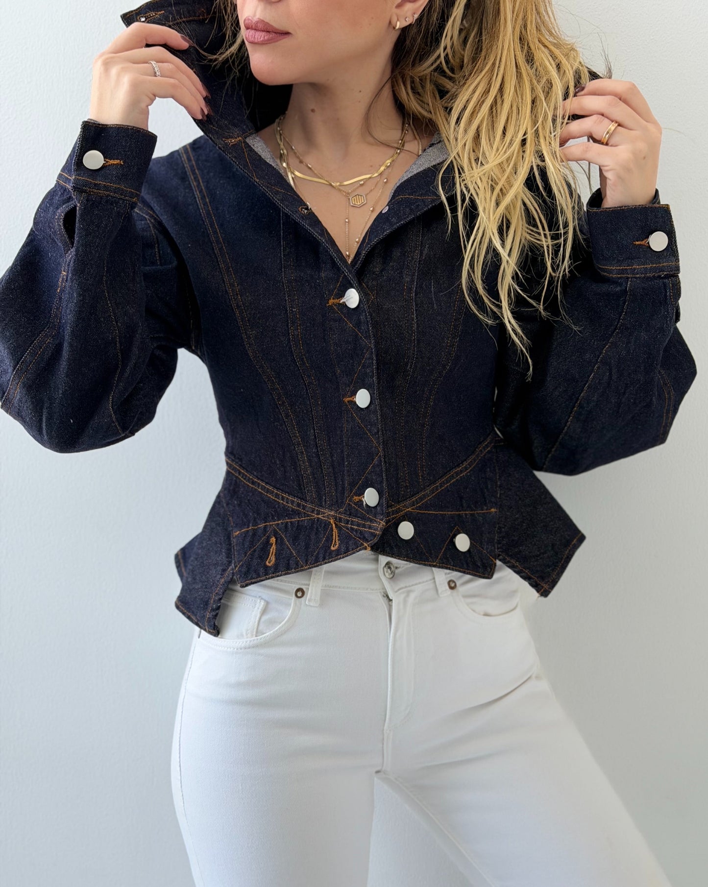 Sculpted Denim Statement Jacket