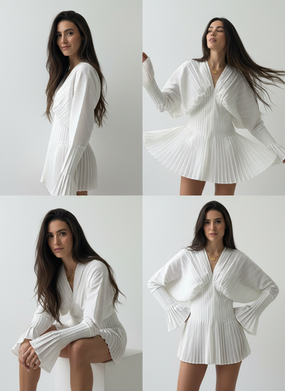 Pleated Flared Sleeve Shirt