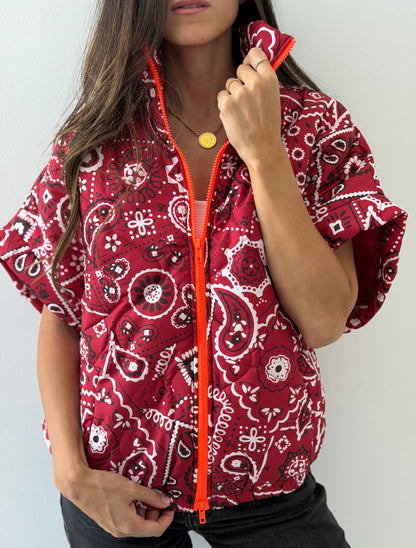 Bandana Print Quilted Vest