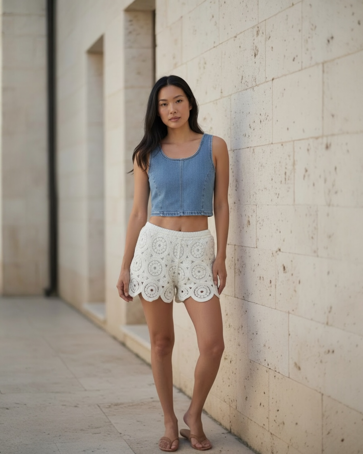 Scalloped Crochet Shorts
