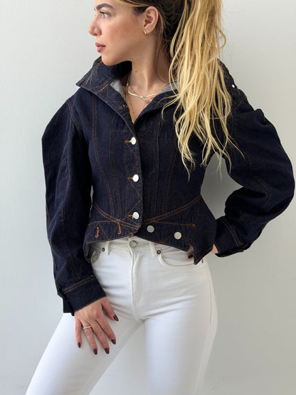 Sculpted Denim Statement Jacket