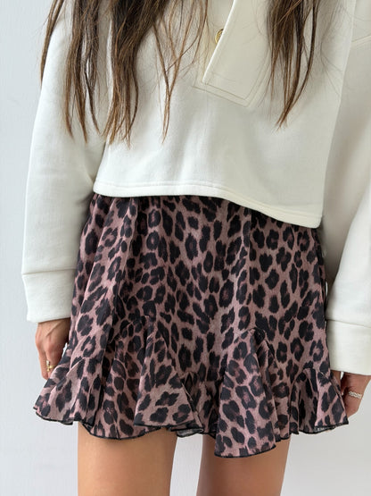 Leopard Ruffled Skirt