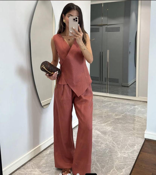 Brick Linen Pants Set
