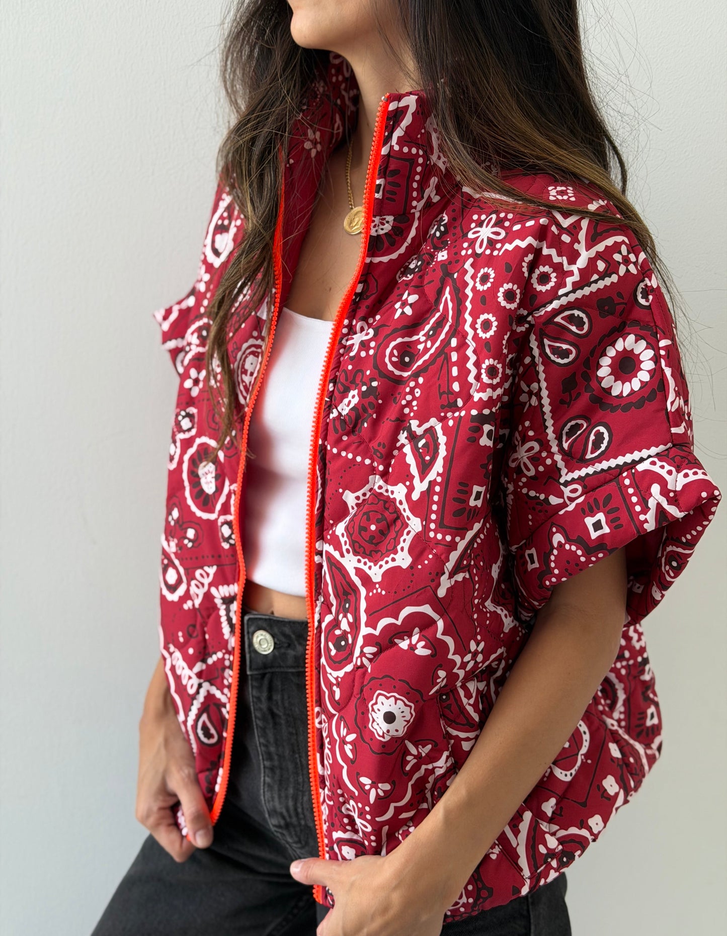 Bandana Print Quilted Vest