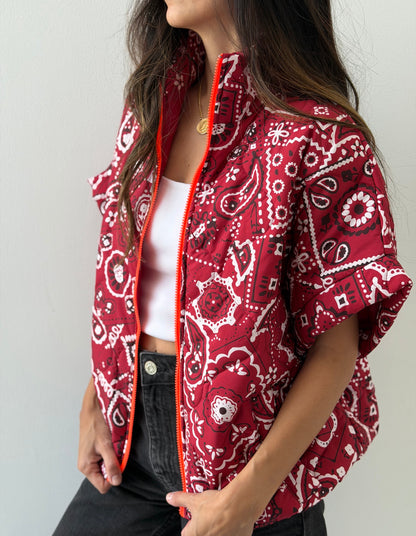 Bandana Print Quilted Vest