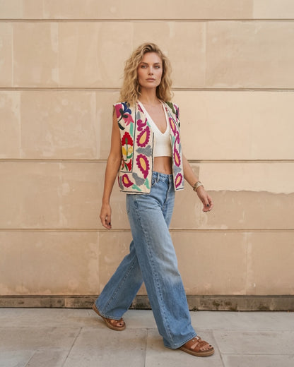 Handmade Multicolour Embroidered Vest