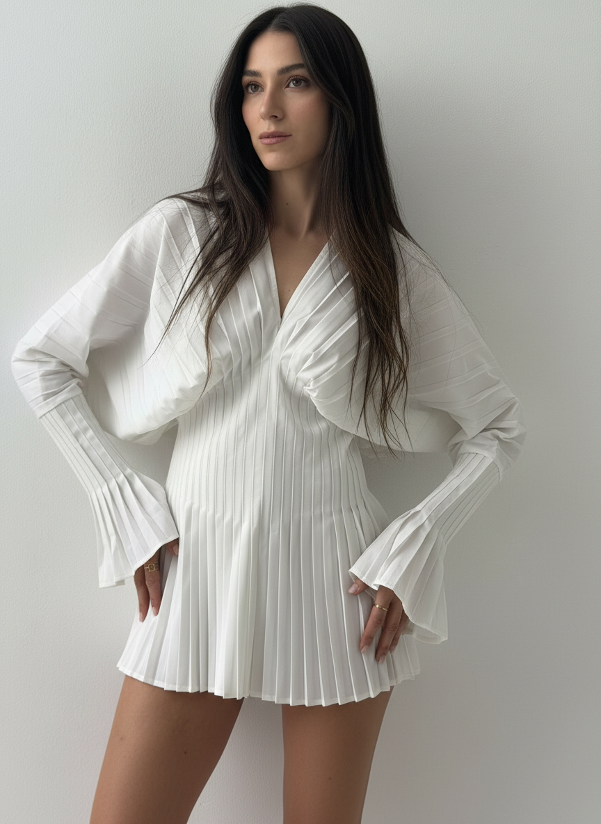 Pleated Flared Sleeve Shirt
