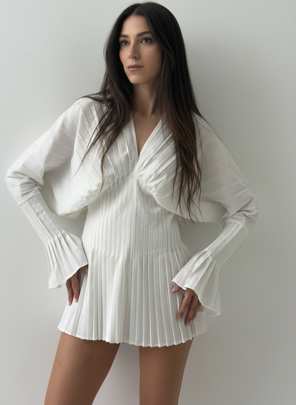 Pleated Flared Sleeve Shirt