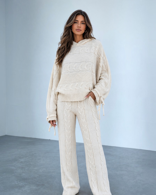 Cable Knit Hoodie Lounge Set
