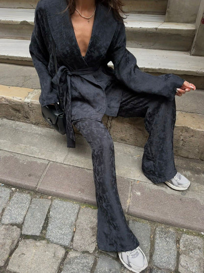 Textured Satin Wrap Set